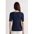 maglia scollo barchetta in fresh bamboo donna blu taglia l