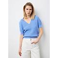 - maglia traforata in puro cotone azzurra oversize fit con collo polo donna azzurro celeste taglia