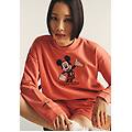 felpa cropped comfort fit con ricamo mickey mouse coral donna xxs