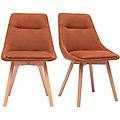 sedie in tessuto effetto velluto testurizzato terra bruciata e legno chiaro (set di 2) aless