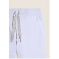 pantaloni con polsini in costina e logo su coulisse bianco donna medium
