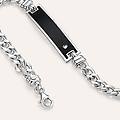 bracciale con targhetta gentleman argento rodiato cubic zirconia collezione gentleman bianco
