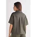 camicia manica corta in tela di lino the pure linen donna verde taglia l