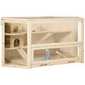 - casetta per criceti in legno a 3 livelli con tetto apribile e parete trasparente 115x60x55cm
