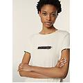t-shirt donna in jersey viscosa con inserto animalier white sand donna extra large