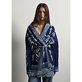 - cardigan in puro cotone multicolor oversize fit con frange donna blu/bianco taglia xs