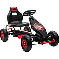 go kart a pedali bambini 5-12 anni sedile regolabile ruote gomma rosso