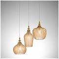 luce composizione sospensione multipla cleofe metallo ottone vetri ambra 3 luci e27