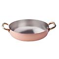 pentole tegame in rame liscio stagnato a mano 2mm due maniglie in ottone diam. 28cm
