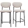 sgabelli da bar fissi in tessuto effetto velluto beige testurizzato h65 cm (set da 2) breka