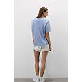 maglia manica corta scollo a v in elevated cotton donna azzurro taglia l