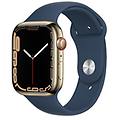 watch series 7 gps + cellular 45 mm in acciaio inossidabile color oro con cinturino sport blu abisso