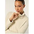 felpa donna con zip e collo alto in viscosa ottoman cannetè white sand donna extra large