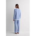 pigiama lungo aperto davanti in modal con pizzo donna blu taglia l