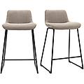 sgabelli da bar in tessuto taupe e metallo nero h65 cm (set di 2) boost