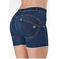 shorts push up wr. up sfrangiati vita regular in denim navetta ecologico dark jeans-yellow seam