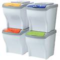 set 4 pattumiere per raccolta differenziata poker 80 l col assortiti
