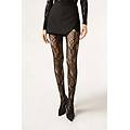 collant rete foliage donna nero 3/4