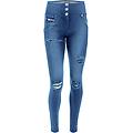 jeans wr. up vita media in denim navetta ecosostenibile con strappi light blue-seams on tone donna