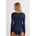 maglia scollo a v ultralight con cashmere e pizzo donna blu taglia m
