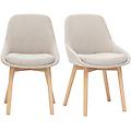 sedie scandinave in tessuto effetto velluto beige e legno chiaro massiccio (set di 2) holo