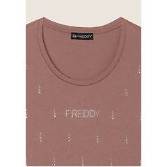 freddy canotta decorata da strass in jersey modal light mahogany donna small