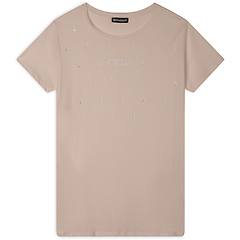 Freddy T-shirt In Jersey Modal Con Strass E Taglio Arrotondato