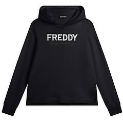 freddy felpa donna con cappuccio con logo e lettering in strass