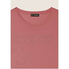 Freddy T-shirt In Jersey Modal Con Logo Strass Light Mahogany