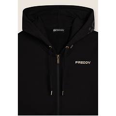 freddy felpa da donna con cappuccio zip e fondo arrotondato nero donna extra small