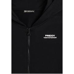 Freddy Freddy. Felpa Comfort Fit Nera Con Zip E Cappuccio