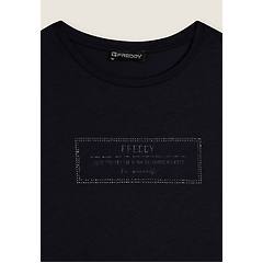 Freddy Freddy. T-shirt Donna Lunga Con Spacchi E Grafica