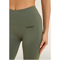 freddy leggings seamless 7/8 con vita alta e inserti in costina agave green donna exsmall/small