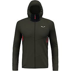 Salewa Lavaredo Hemp Hooded Felpa In Pile Uomo Dark Green/black/red