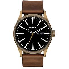Nixon - Orologio Sentry Leather Brass Nero Marrone (default