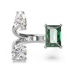 Swarovski Anello Aperto Mesmera Taglio Misto Verde Placcato