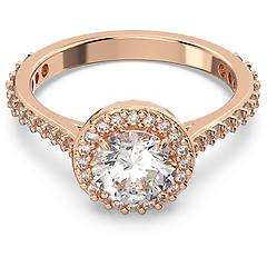 swarovski anello cocktail una angelic taglio tondo pave bianco placcato color oro rosa 52