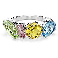 swarovski anello gema taglio misto multicolore placcato rodio 60