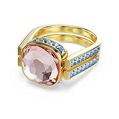 swarovski anello chroma taglio cushion multicolore placcato color oro 58