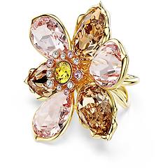 swarovski anello con motivo idyllia taglio misto fiore placcato color oro 52