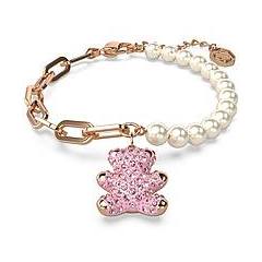 Swarovski Braccialetto Teddy Crystal Pearl Orso Rosa Placcato