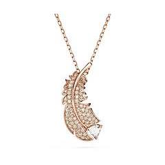 Swarovski Pendente Nice Piuma Bianco Placcato Color Oro Rosa