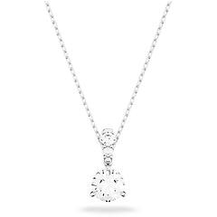 Swarovski Pendente Solitaire Taglio Round Bianco Placcato