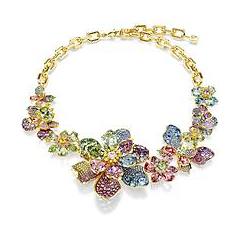 swarovski collana idyllia taglio misto pave fiore multicolore placcato color oro