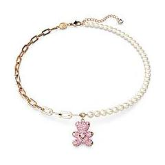 Swarovski Pendente Teddy Crystal Pearl Orso Rosa Placcato