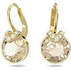 Swarovski Orecchini Pendenti Bella V Taglio Round Tono Dorato
