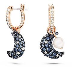 Swarovski Orecchini Pendenti Luna Crystal Pearl Design Asimmetrico
