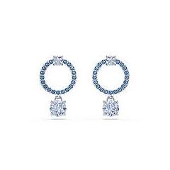 Swarovski Orecchini Pendenti Attract Taglio Round Blu Placcato