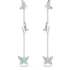 Swarovski Orecchini Pendenti Idyllia Lilia Farfalla Blu Placcato
