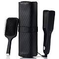 piastra per capelli ceramica max 185&ordm;c piastre larghe con accessori nero